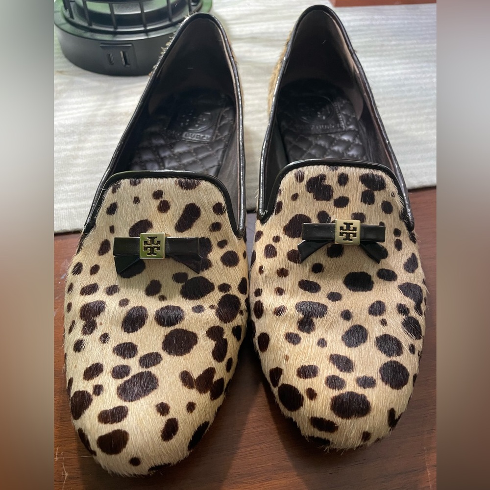 Tory Burch Chandra Cheetah Print Calf Hair Loafers, Size 8.5